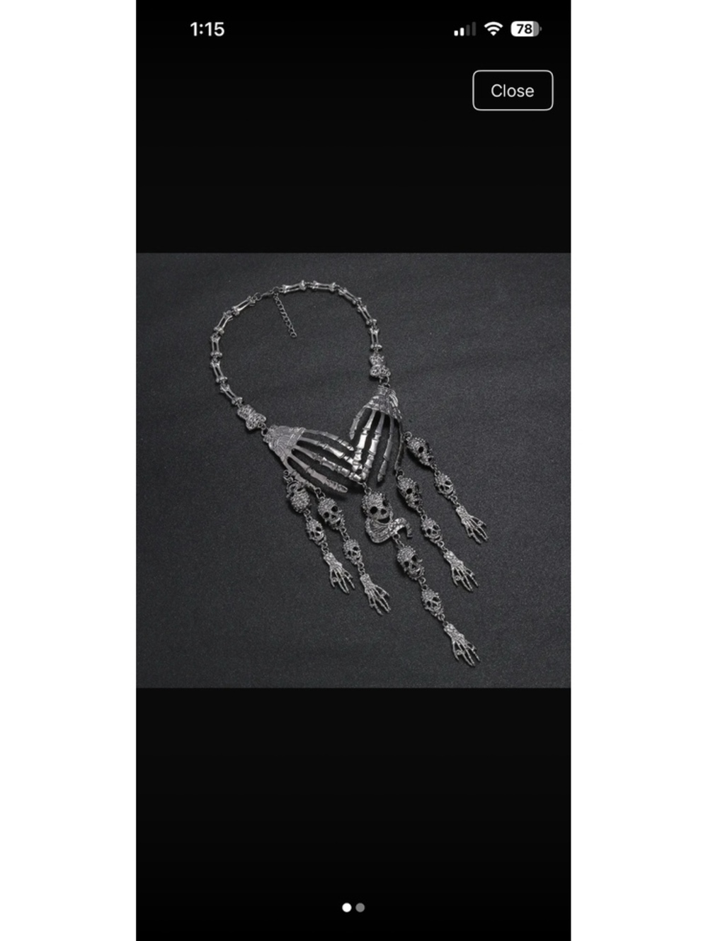 Gothic Skeleton Hands Choker Statement Necklace – Punk Skull Necklace 17"-20"